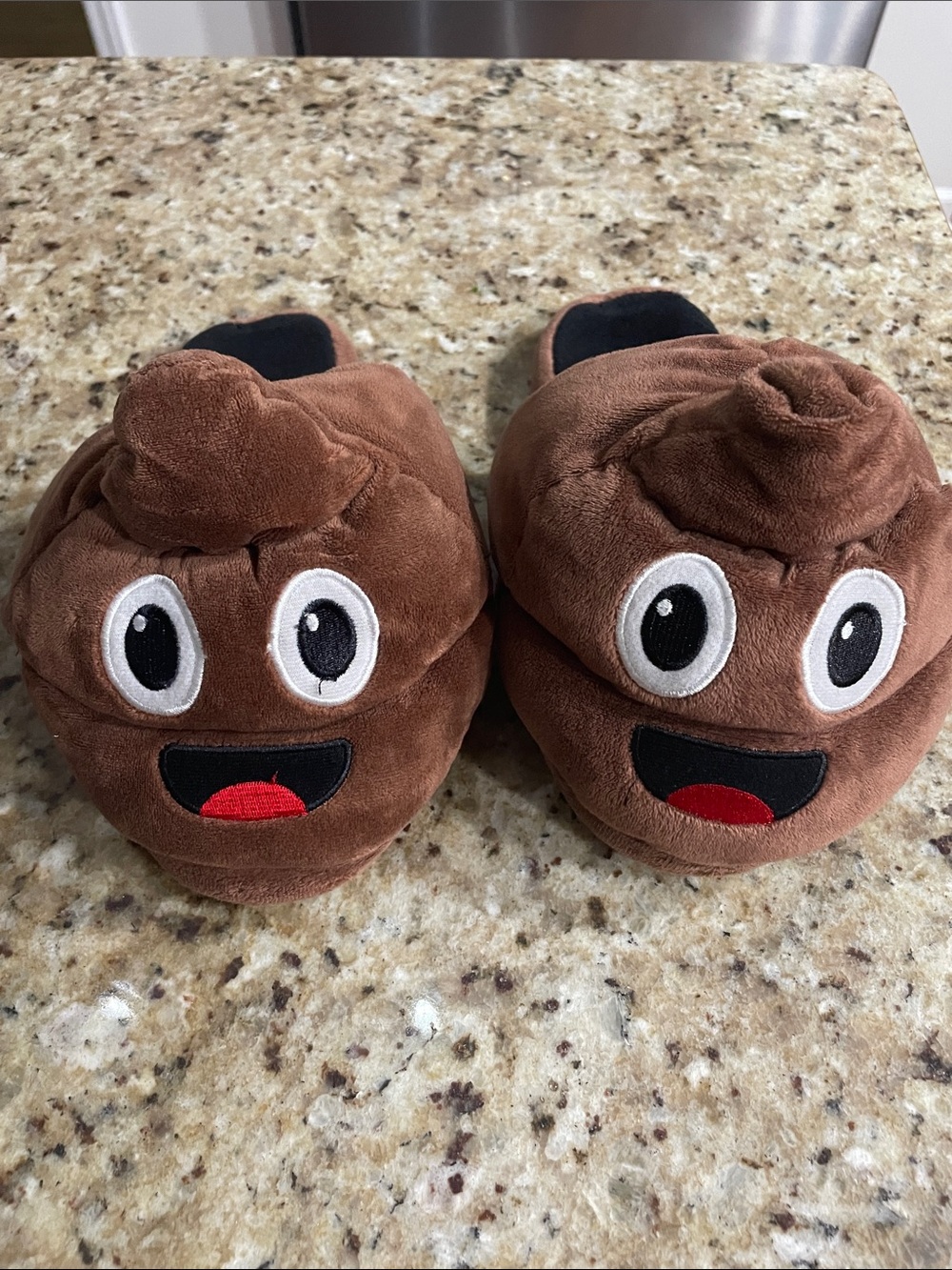 Plush Brown Emoji Slippers for Women - Cozy Novelty Slip-Ons